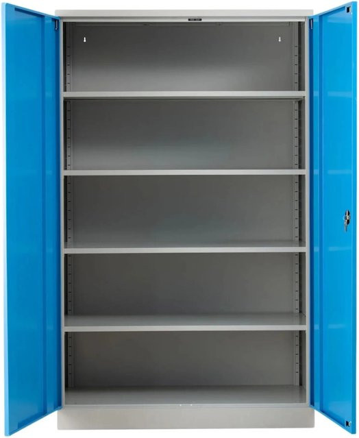 PROREGAL Stahlschrank Bee mit 8 lackierten Fachböden und Schließsystem, Korpusfarbe Lichtgrau, Frontfarbe Lichtblau, H x B x T: 195 x 120 x 50 cm - Bild 1