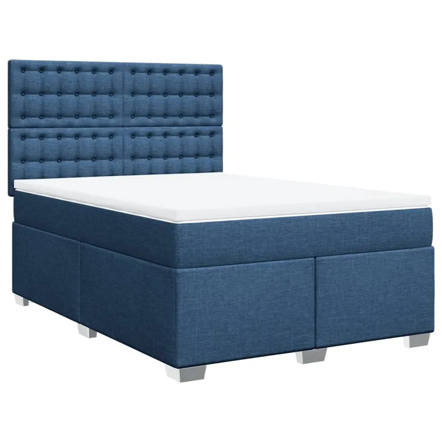vidaXL Boxspringbett mit Matratze Hybrid-Design in Blau, B/T: 140 x 200 cm - Bild 2