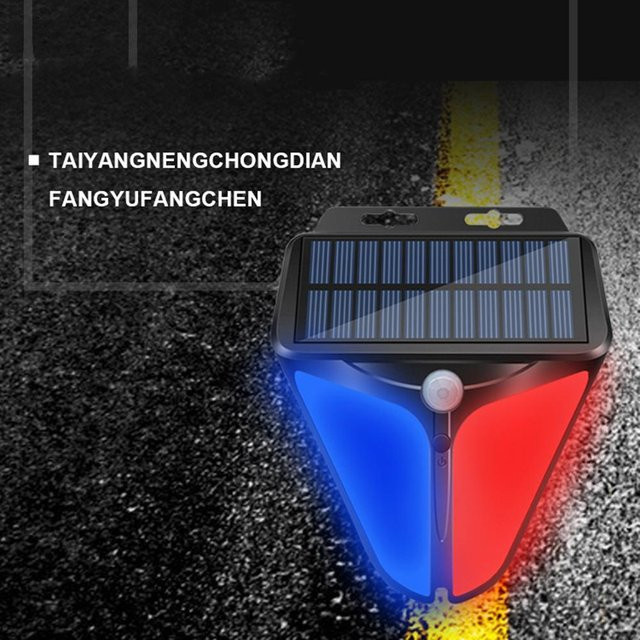 Solarbetriebene drahtlose Blitzlicht-Sirene mit Bewegungssensor und Mehrfarb-Blitzalarm, wasserdicht, Schwarz - Bild 1