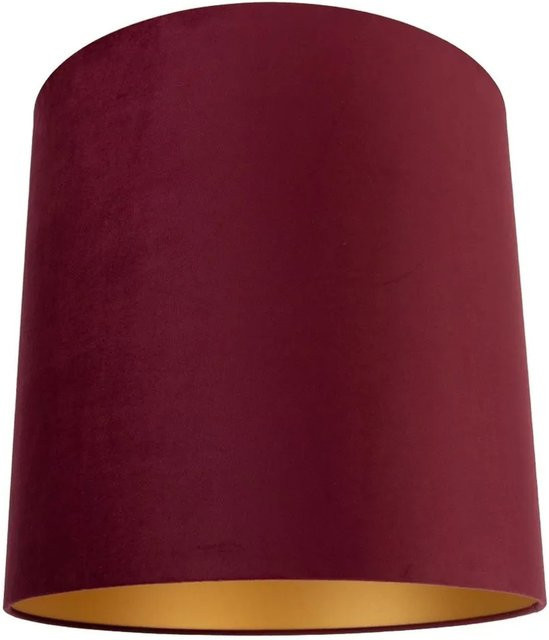 QAZQA Samt Lampenschirm Zylinder in Rot mit goldener Innenseite, E27, Durchmesser: 40 cm, Höhe: 40 cm - Bild 1