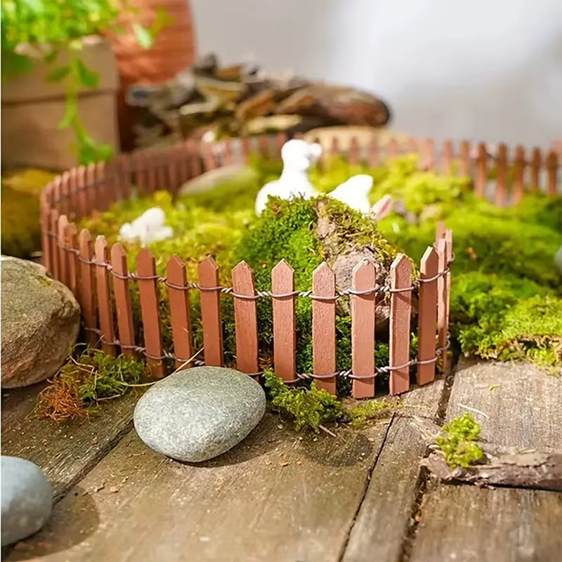 Ataozhekou Mini Holz Zaun und Haus Ornament für die Micro Landschaft Gestaltung in Weiß - Bild 2
