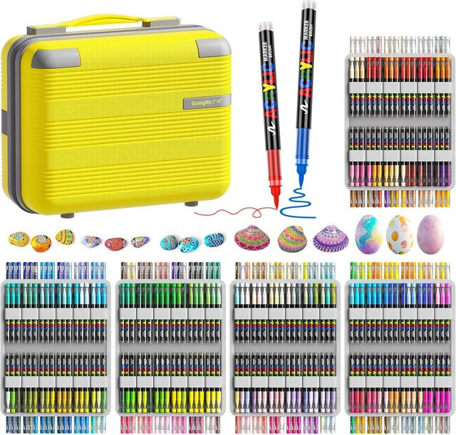 GUANGNA Acrylmarker Set mit weicher Pinselspitze in 360 Farben für professionelles DIY-Basteln und Kunstprojekte - Bild 1