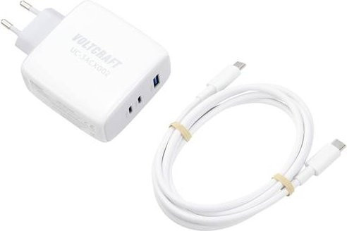 VOLTCRAFT USB-Ladegerät 100W mit 1x USB-A und 2x USB-C GaN in Weiß - Bild 1