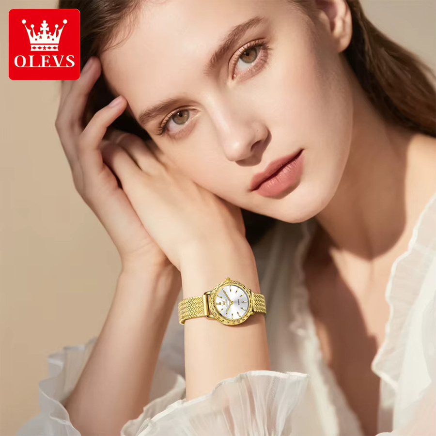 OLEVS Armbanduhr Edelstahl, Roségold, Quarz, Damen - Bild 2