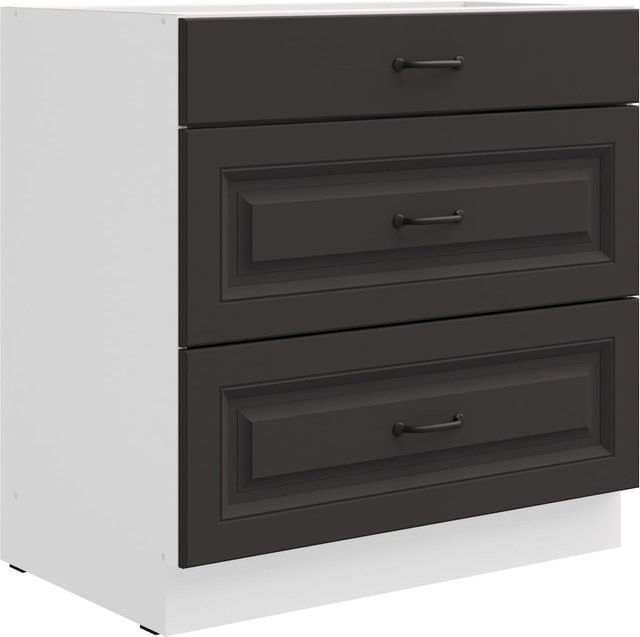 Küchenunterschrank Stilo in Grau mit Vollauszug und Soft-Close, Breite: 80 cm - Bild 1