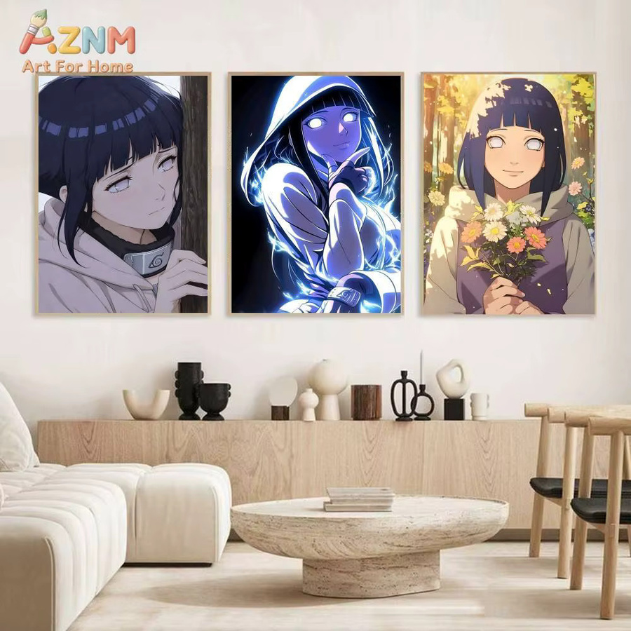 Kayou Naruto Hyuga Hinata Byakugan Anime Leinwandgemälde Wandkunst Poster ohne Rahmen Mehrfarbig - Bild 3