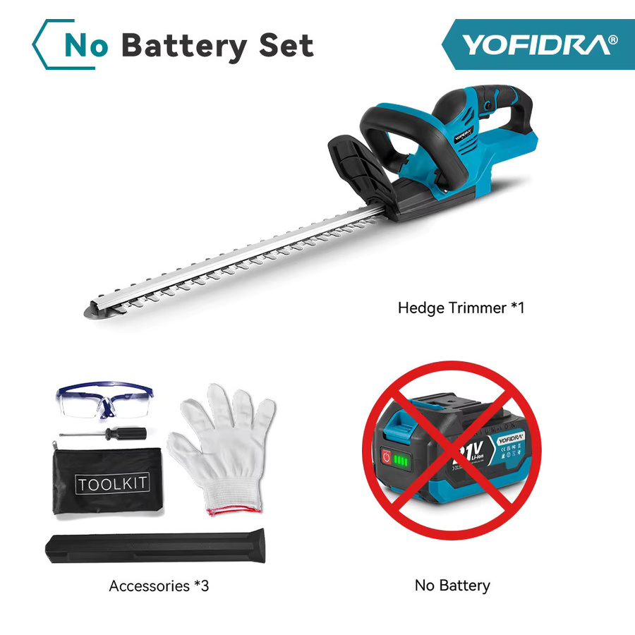 YOFIDRA Elektrische Heckenschere mit 2000W für Makita LXT Akkus, Blau, Akku-Gartengerät zum Beschneiden von Sträuchern und Hecken - Bild 6