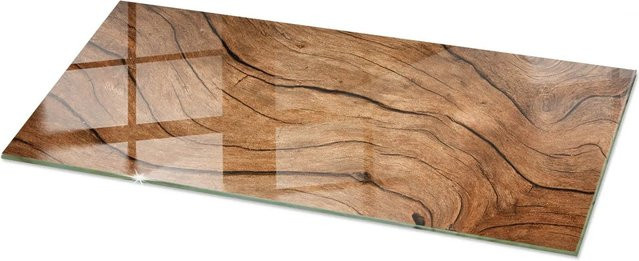Tulup Couchtischplatte aus Glas und Holz in Braun, Rechteckig, B: 125 cm, T: 50 cm - Bild 1