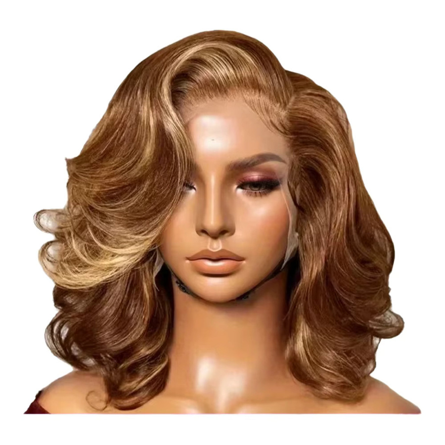 FIUMER Ombre Lace Front Perücke Echthaar, Körperwelle, 4/27, 200 % Dichte - Bild 5