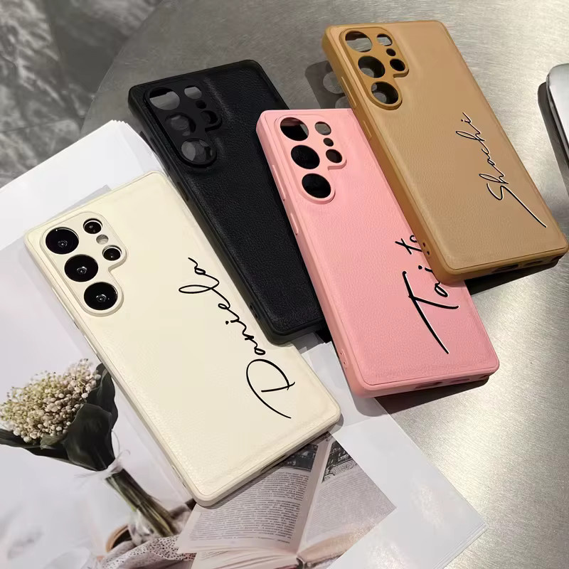Personalisierte Handyhülle aus Kunstleder mit individuellem Buchstaben-Namen für Samsung Galaxy S26 S25 S23FE Ultra Plus A55 A32 5G 4G in Pink - Bild 4