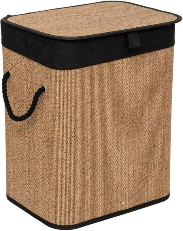 5five Simply Smart Bambus Wäschekorb rechteckig Braun Schwarz 60l - Bild 1