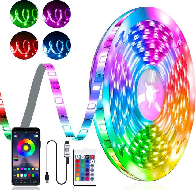 RGB LED-Streifenbeleuchtung mit Musiksynchronisierung und 16 Millionen Farben, USB-Betrieb, Multicolour - Bild 1