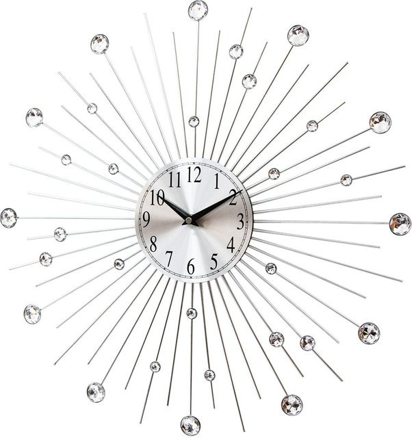 Mebus Wanduhr Silber Analog Rund mit Quarzwerk B/H/T: 50 x 50 x 4 cm - Bild 1