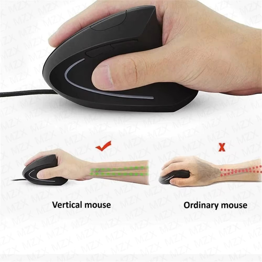 MZX Ergonomische vertikale kabellose Maus in Schwarz mit Bluetooth und USB für PC und Laptop - Bild 5