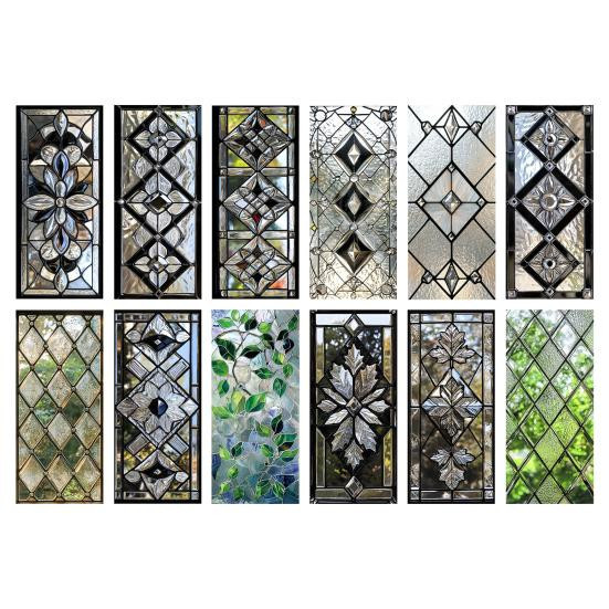 Aunel Fensterfolie mit Rautenmuster in Buntglas-Optik, statisch haftende Sichtschutzfolie aus PVC für Heim und Büro - Bild 1