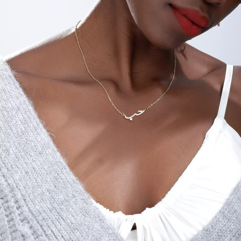 DIANSHANGKAITUOZHE Halskette, Arabisch Liebe, Roségold, Zirkonia, Unisex - Bild 3