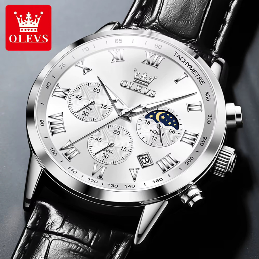OLEVS Chronograph, Quarz, Leder, Herren - Bild 2