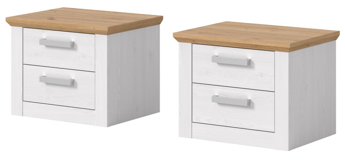 Nachttisch Set Mirano Landhaus Stil in Weiß Lärche B/T/H: 56 x 43 cm - Bild 1