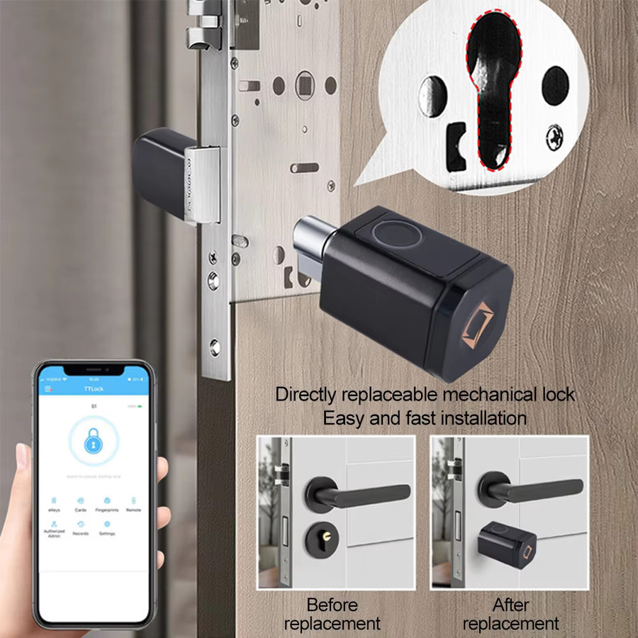 APSC Tuya Smart Fingerabdruck Schließzylinder mit Keyless Entry und Mobile App Steuerung in Schwarz oder Silber - Bild 2