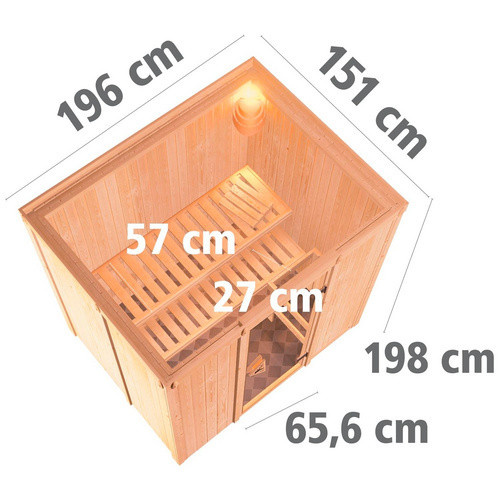 Karibu Sauna Kothla für 3 Personen aus Fichte in Beige ohne Ofen - Bild 2