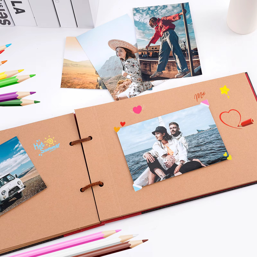 Retro Scrapbook Fotoalbum zum Selbergestalten aus Kraftpapier in Braun mit 80 Seiten - Bild 4