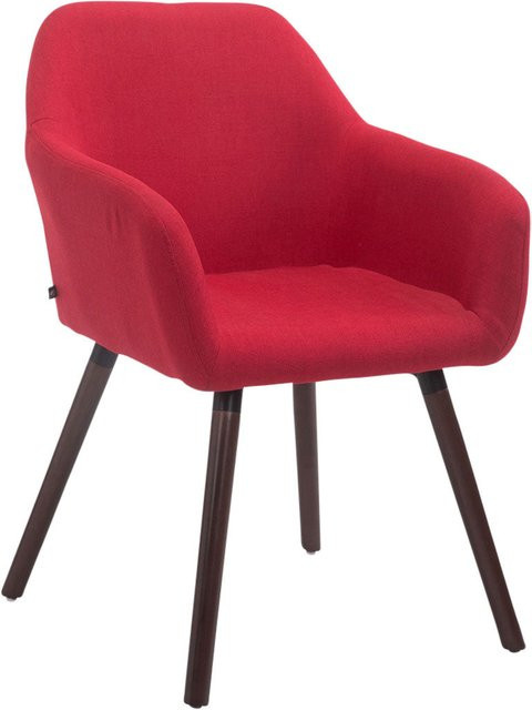 TPFLiving Besucherstuhl Achim mit Stoffbezug in Rot und Gestell aus Walnuss und Buche, B/T/H: 57,5 x 79,5 x 136,0 cm - Bild 1
