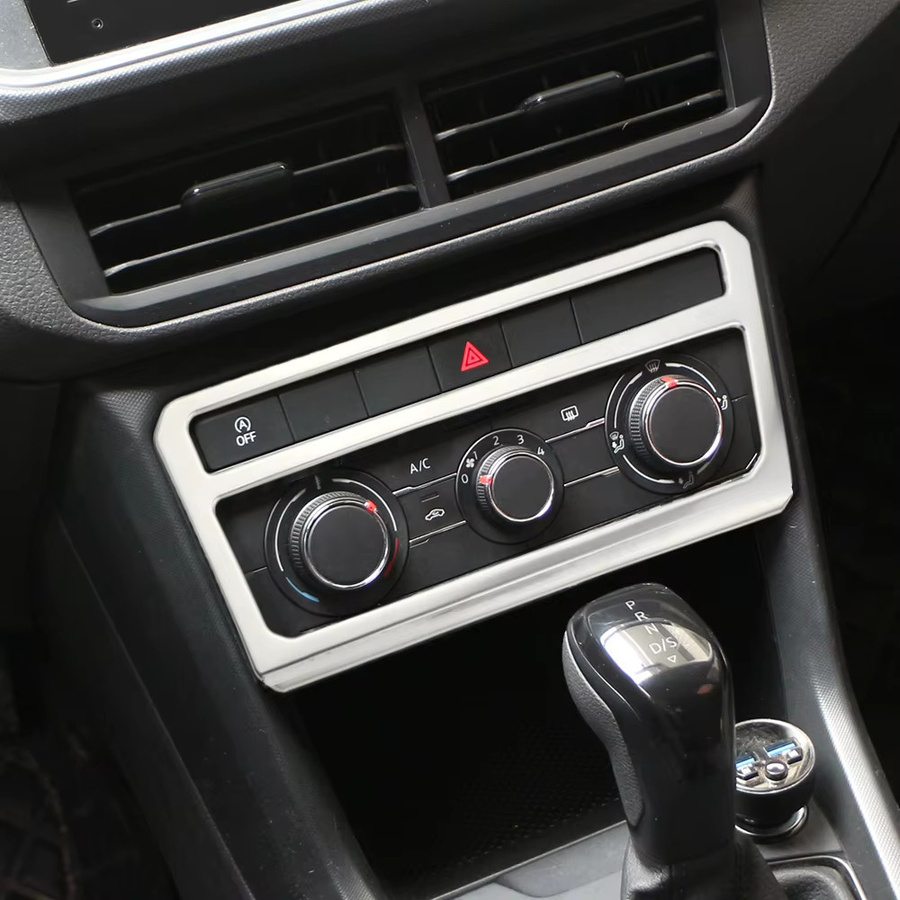 Zubehör für VW Volkswagen T-Cross: Center Konsole Panel Aufkleber und AC Knopf Rahmen Abdeckung in Silber - Bild 4