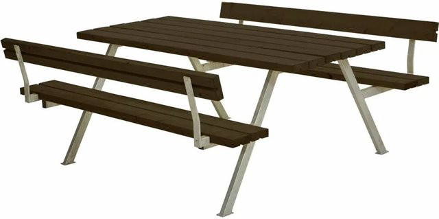 PLUS Gartenmöbel Sitzgruppe aus Holz, klappbar, Schwarz/Braun, B/T/H: 177 x 76 cm - Bild 1