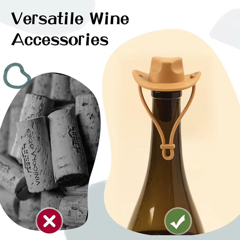 PGY Cowboy Hut Wein Stopper Set aus Silikon für Wein und Champagner - Bild 4