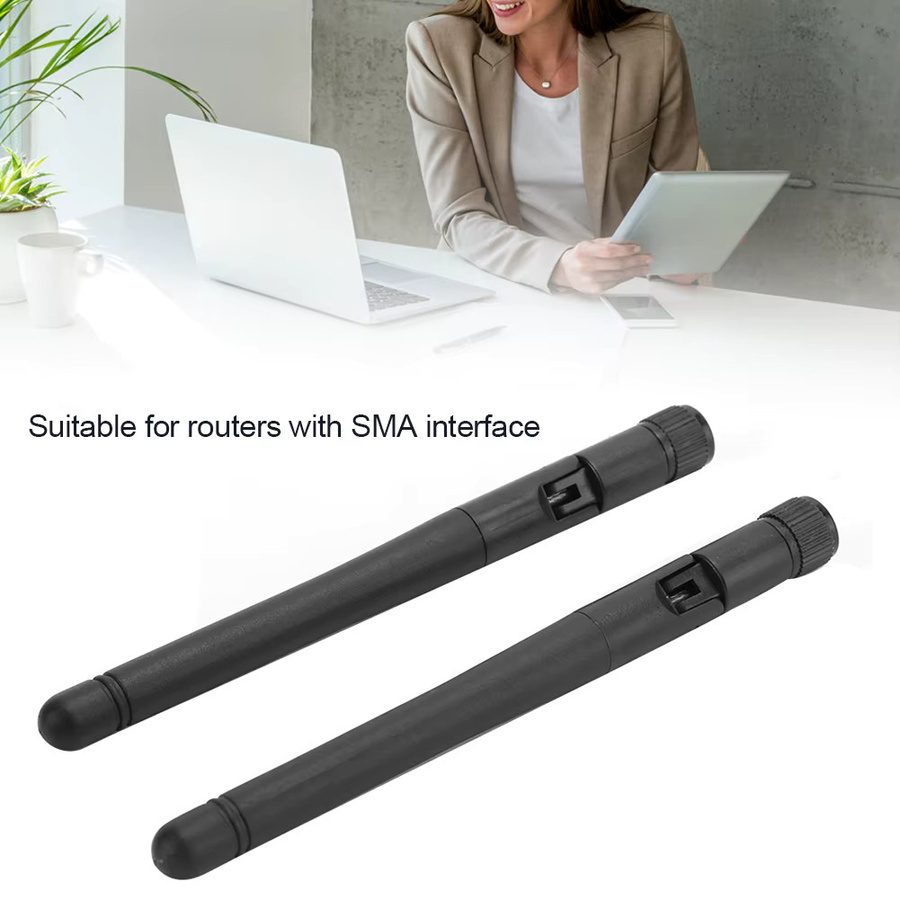 Aramox 2er-Set Dual-Band Wifi Antennen 2,4G/5G 5dBi Mini Wireless Routing Netzwerkkarte in Schwarz, Länge: 11 cm - Bild 2