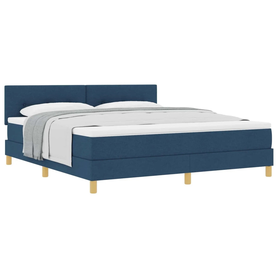 vidaXL Boxspringbett Hybrid mit Matratze und Kopfteil Blau Stoff B: 180 cm, T: 200 cm, H: 280 cm - Bild 2