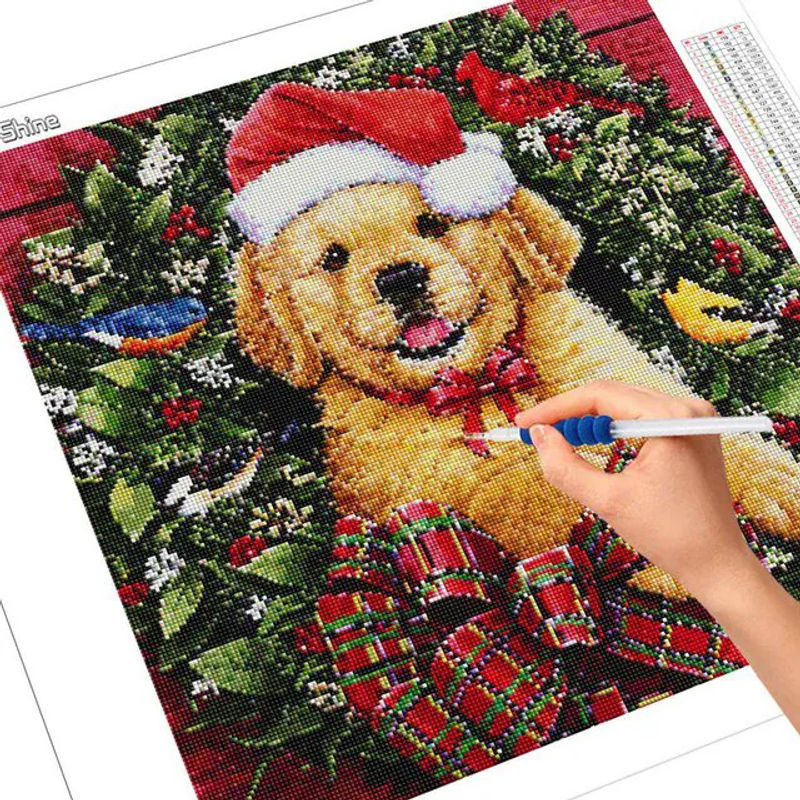FIYO 5D DIY Diamantstickerei Hund Tierprint Quadratisch Mehrfarbig B/B/H: 30 x 30 x 30 cm - Bild 1
