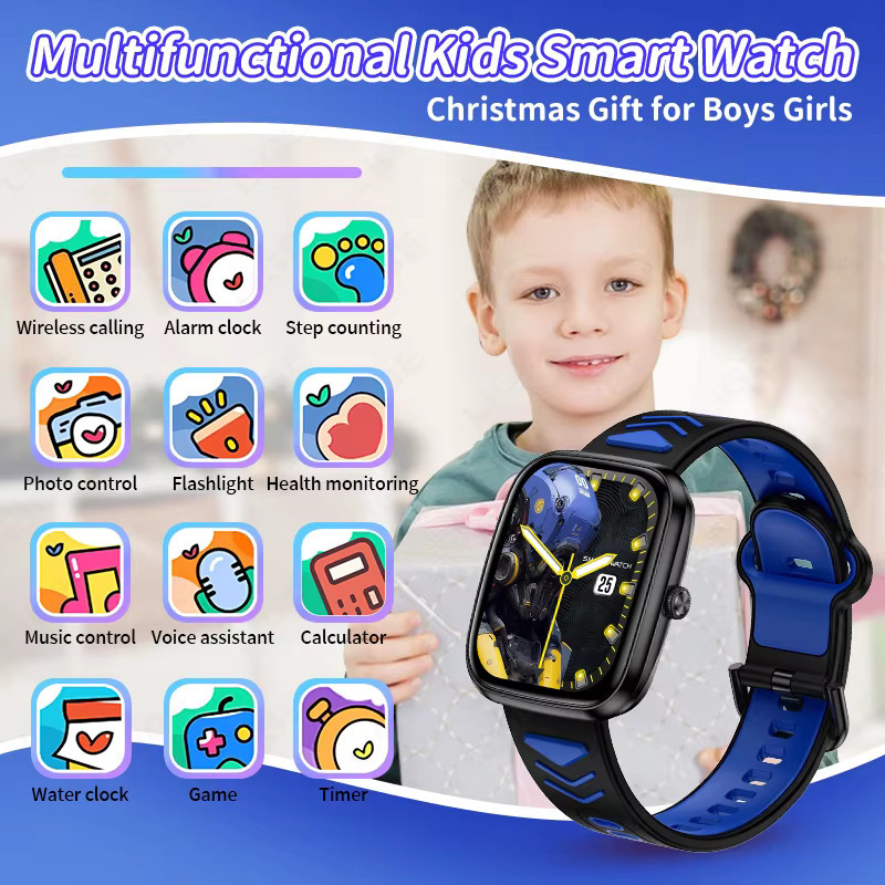 LIGE Kinder Smartwatch in Schwarz mit Bluetooth-Anruf, Fitness-Tracker und Schrittzähler, wasserdicht - Bild 2
