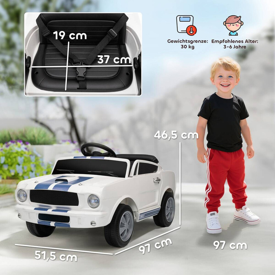 AIYAPLAY Kinder Elektroauto Weiß mit Fernbedienung ab 3+ Jahre - Bild 2