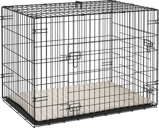PawHut Hundebox klappbar mit 2 Türen und Kissen in Schwarz, Transportbox mit ausziehbare Bodenschale, B/T/H: 75 x 48,5 x 53 cm - Bild 1