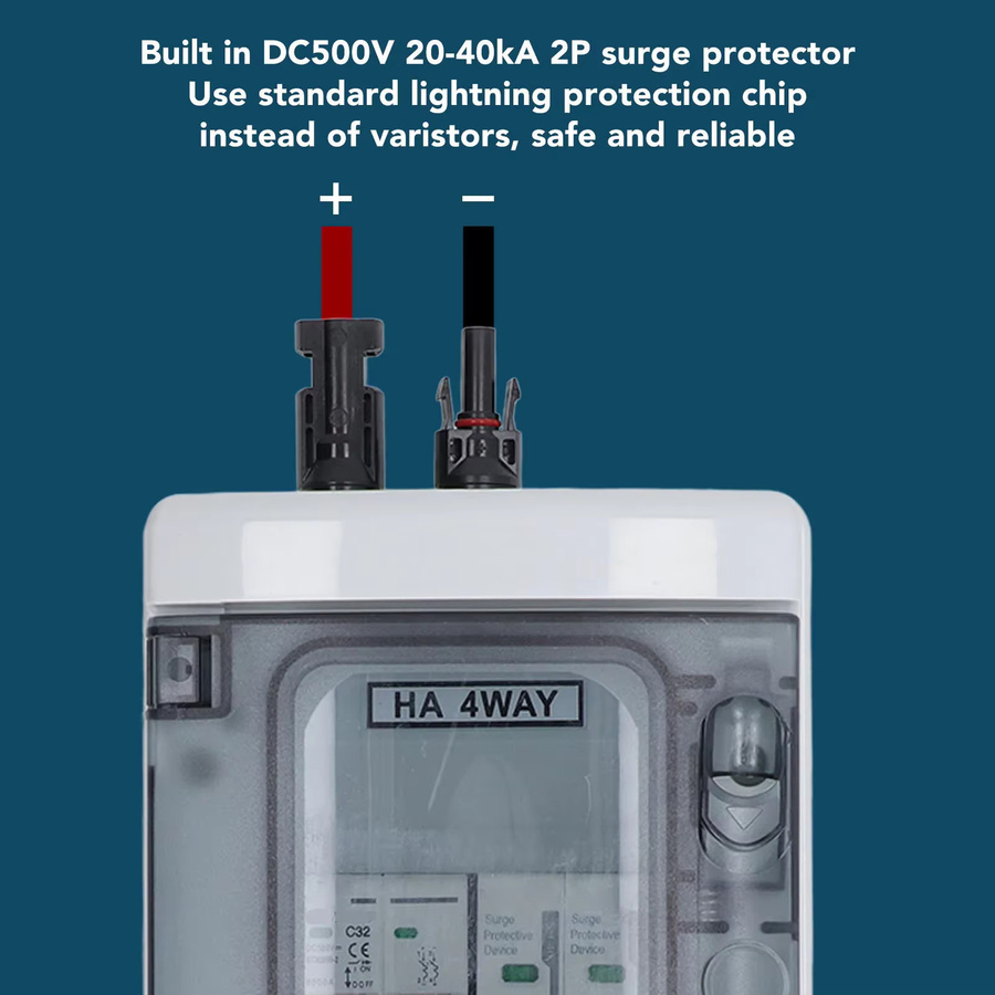 KKMOON PV Combiner Box IP65 Wasserdicht in Weiß mit DC500V 32A Leistungsschalter und Überspannungsschutz - Bild 5
