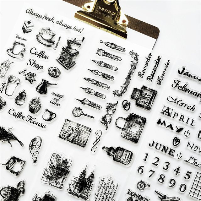 JIANWU Transparentes Silikon Retro-Stempel-Set mit Flugzeug und Turm-Motiven für DIY-Schreibwaren - Bild 1