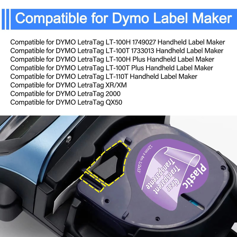DYMO LetraTag Plus Etikettenband-Nachfüllung, 10 Stück, Mehrfarbig, Breite: 12 mm, kompatibel mit LT-100T, LT-100H, 200B und QX50 LT - Bild 3