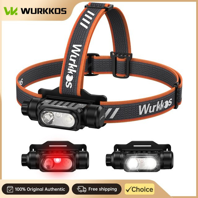 Wurkkos HD16 Stirnlampe in Schwarz mit 2500 Lumen, Rot- und Weißlicht-Modi, Bewegungssensor und USB-C-Ladefunktion für 18650 Akku - Bild 1