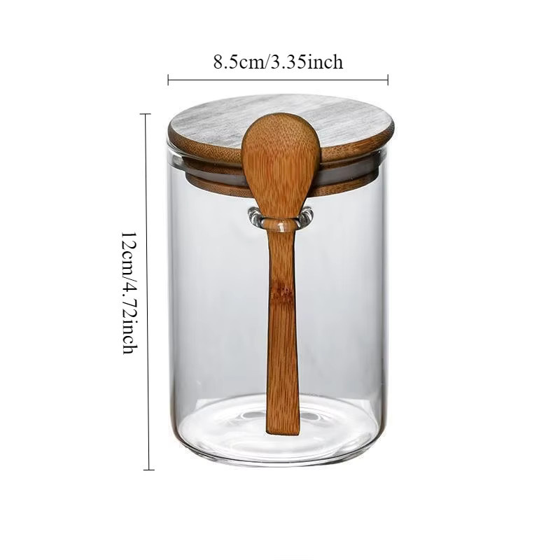 JUSTINLAU Luftdichte Lebensmittelbehälter aus Glas mit Deckel und Löffel, transparente Aufbewahrungsgläser für Kaffee und Zucker, B/T/H: 12,0 x 8,5 cm - Bild 6