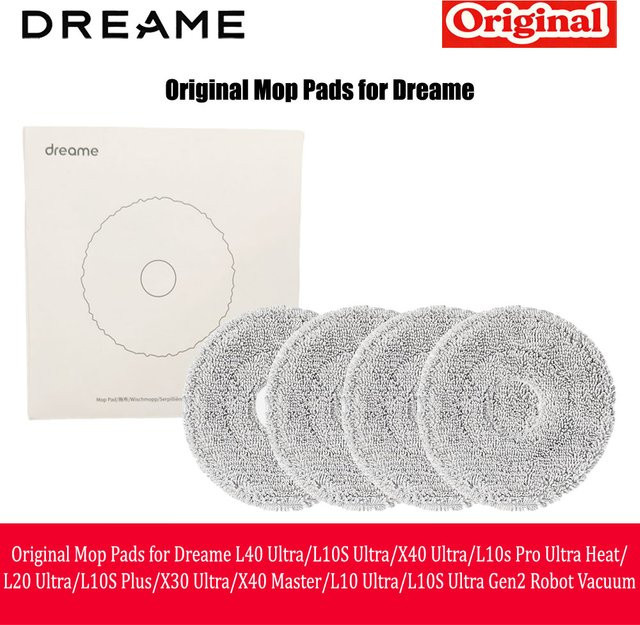 Dreame Original Wischpads in Weiß für L40 Ultra, L10S Ultra, X40 Ultra, L10s Pro Ultra Heat, L20 Ultra, L10S Plus, X30 Ultra und X40 Master, 4er-Pack - Bild 1