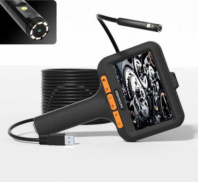 ZEMICAM Industrie-Endoskop mit 4,3-Zoll-Bildschirm, 1080P Inspektionskamera mit Doppelobjektiv und 8 mm Linse, IP67 wasserdicht, Schwarz - Bild 1