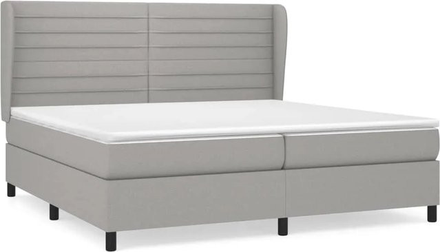 vidaXL Boxspringbett mit Matratze Hybrid-Design in Hellgrau, B/T/H: 200 x 200 x 203 cm - Bild 1