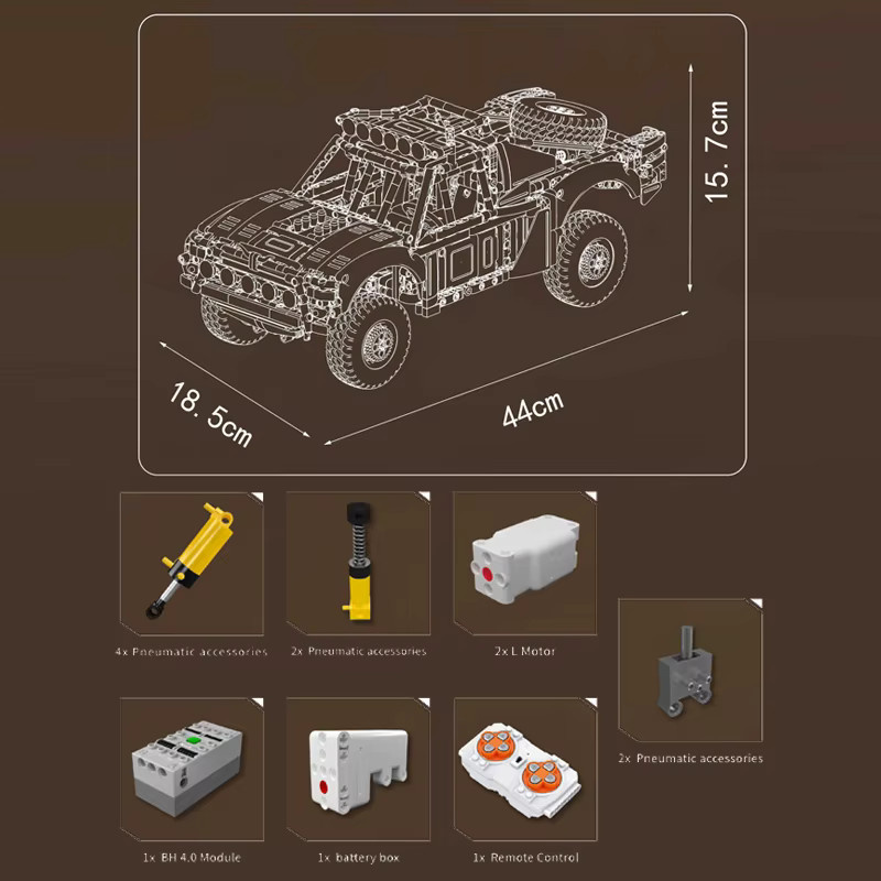 Mould King 18040 Technischer RC-LKW mit Luftfederung, Trophy Truck Bausatz - Bild 5
