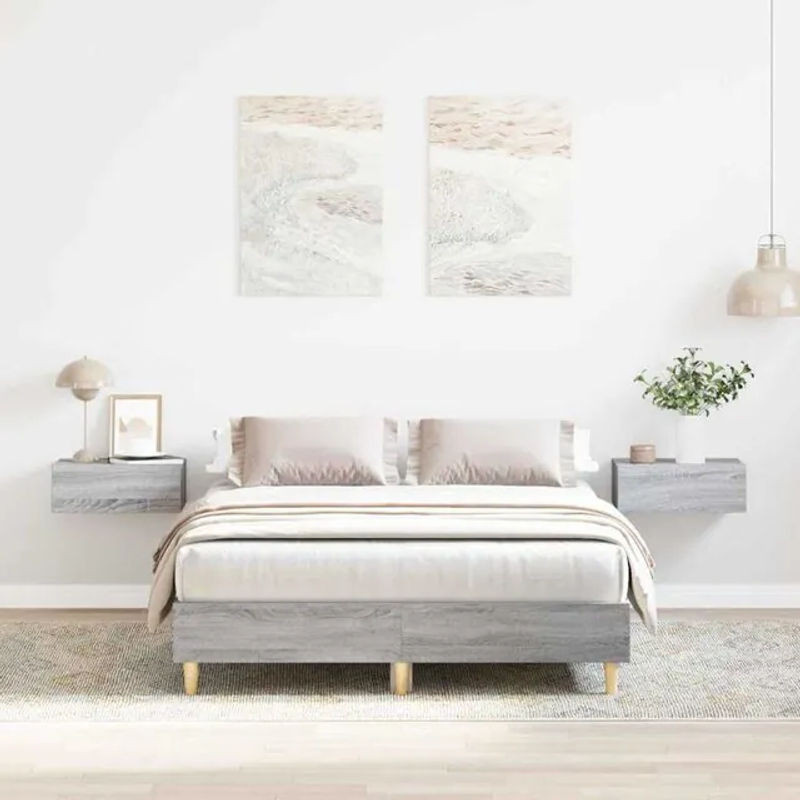 Modernes Bettgestell aus Holzwerkstoff von vidaXL in Grau, B/T/H: 120 x 190 cm - Bild 1