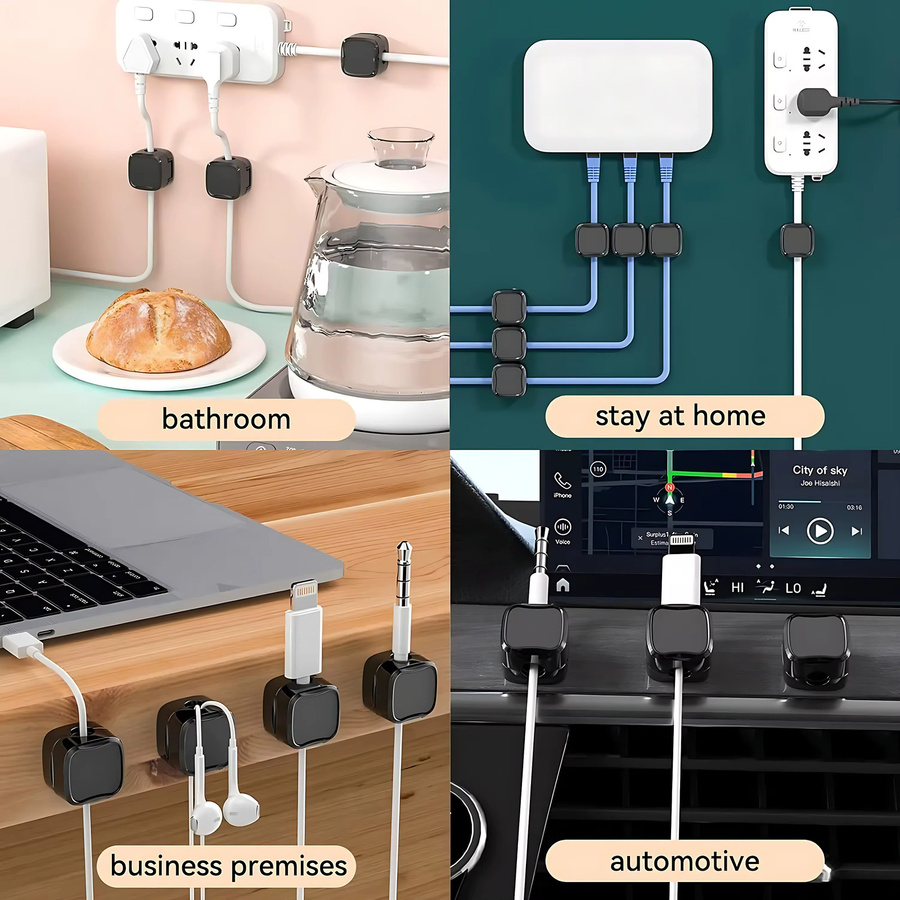 VAORLO Magnetische Kabelclips zur Kabelaufbewahrung als selbstklebender Kabelhalter für Zuhause, Büro und Auto in Schwarz oder Weiß - Bild 5