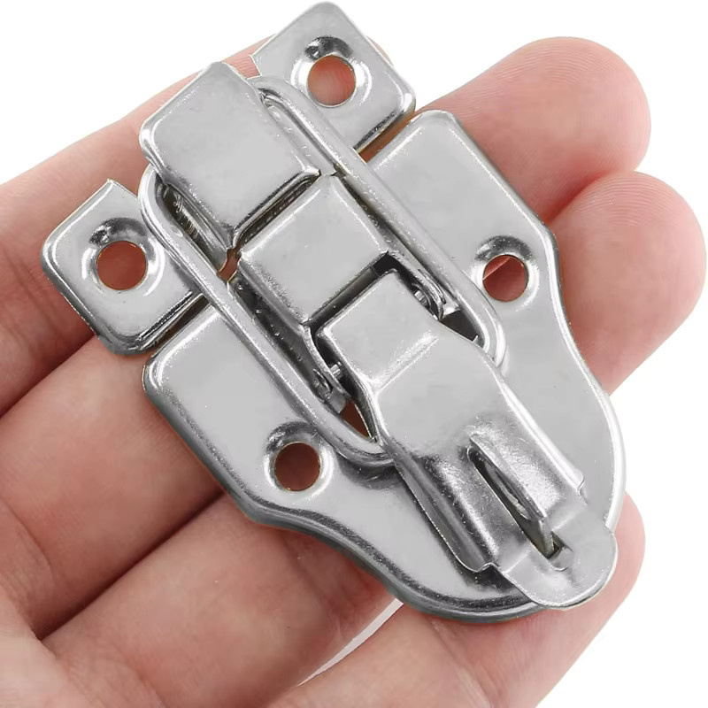 2er-Set Vintage Schmuckkisten-Hasps mit Schlossloch in Silber für Holzkisten und Möbelbeschläge - Bild 3