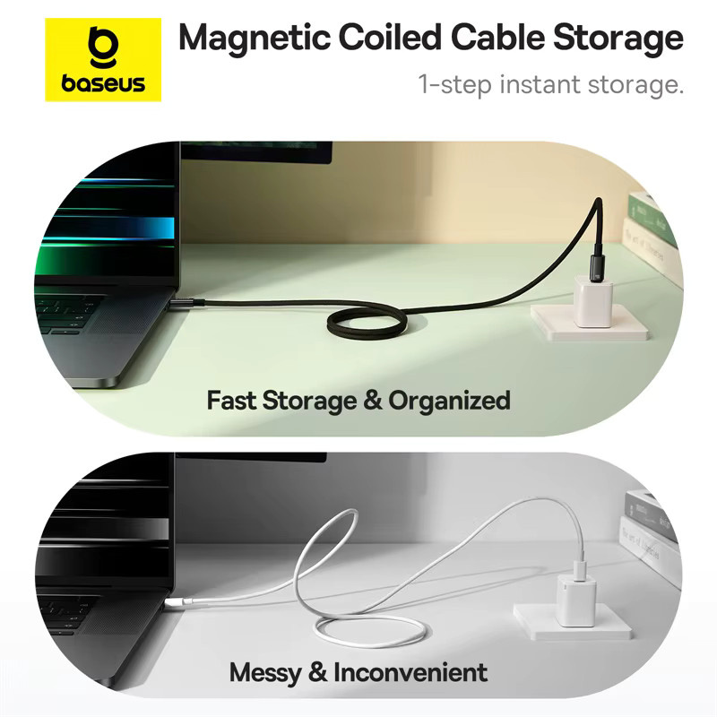 Baseus USB-C Magnet-Schnellladekabel 100 W in Schwarz für iPhone 15, MacBook und Laptop - Bild 2