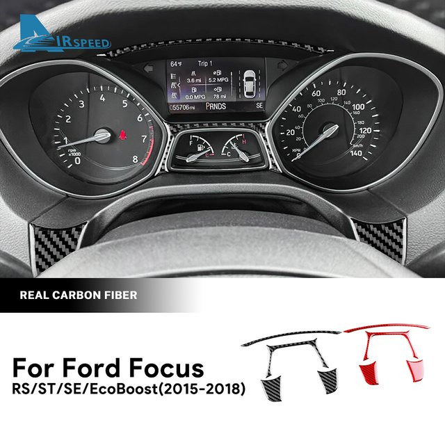 AIRSPEED Real Soft Carbon Fiber Tachometer Rahmen Aufkleber für Ford Focus SE RS ST Ecoboost in Schwarz - Bild 1