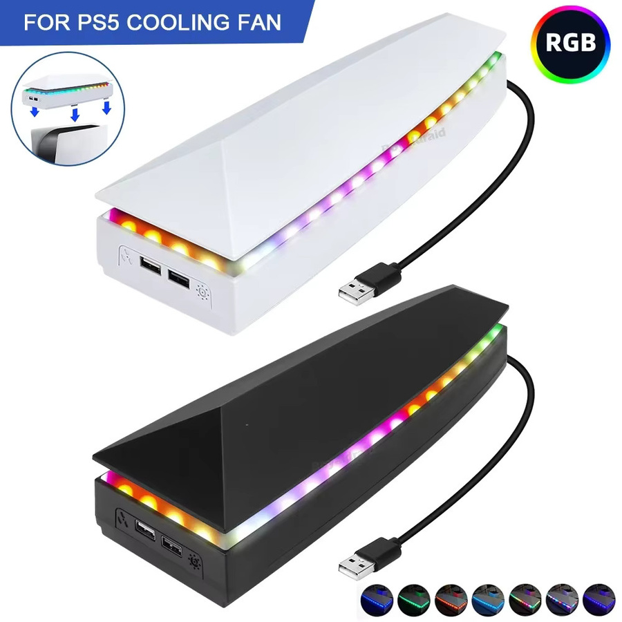 HeroAngel Kühllüfter für PS5-Konsole in Weiß mit Staubschutz und RGB-LED-Beleuchtung - Bild 3
